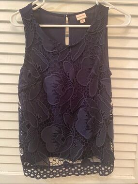 Merona Navy Floral Lace Sleeveless Camisole